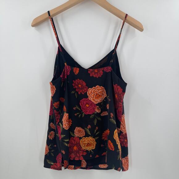 CUPCAKES & CASHMERE Tank Size Extra Small Floral Button Black Office Work - Picture 3 of 15